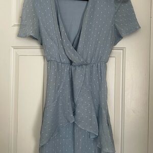 Elegant Blue Wrap Dress